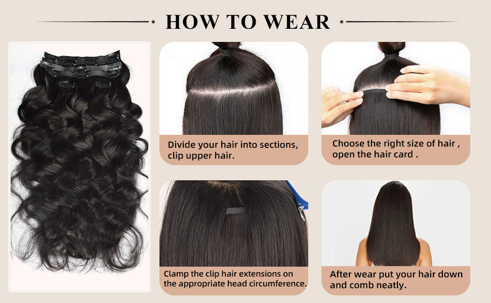 Human Hair PU Clip-in hair seamless hair extension