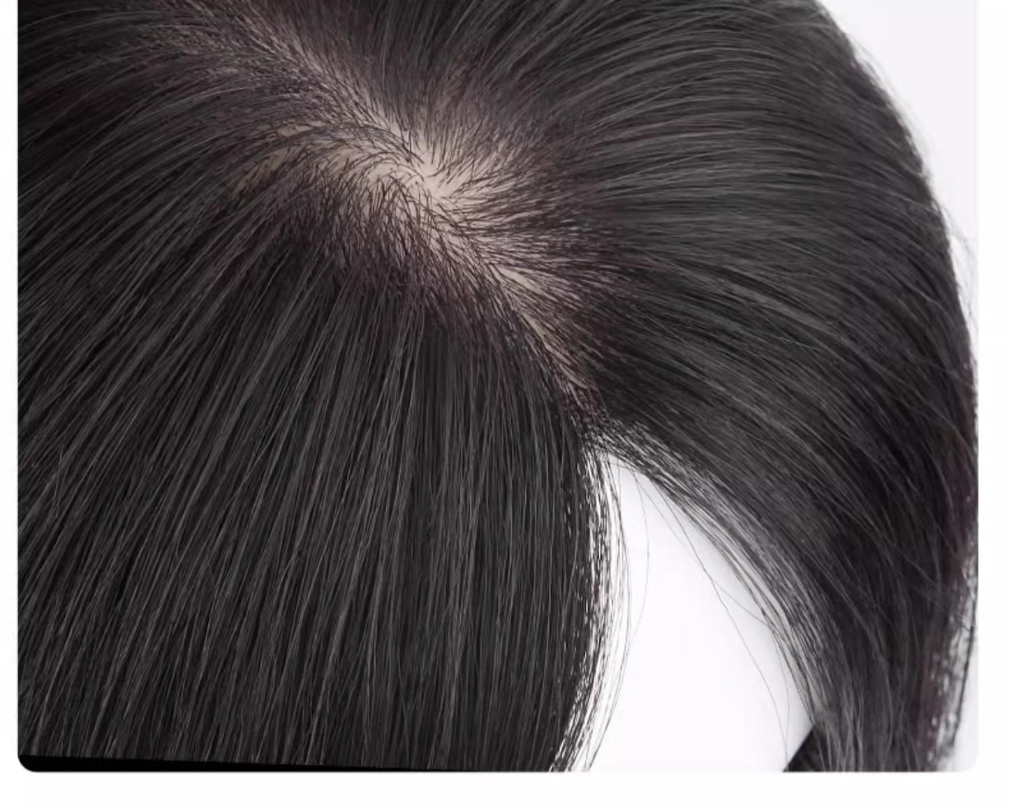 Human Hair 25cm Fully hand-woven Hair Straight Covering White Hair Lightweight Breathable Needle Top of Head Repair Piece