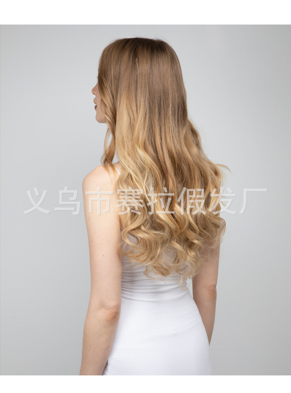 One-piece hair volume U-shaped hair extensions. invisible fish line natural long and curly