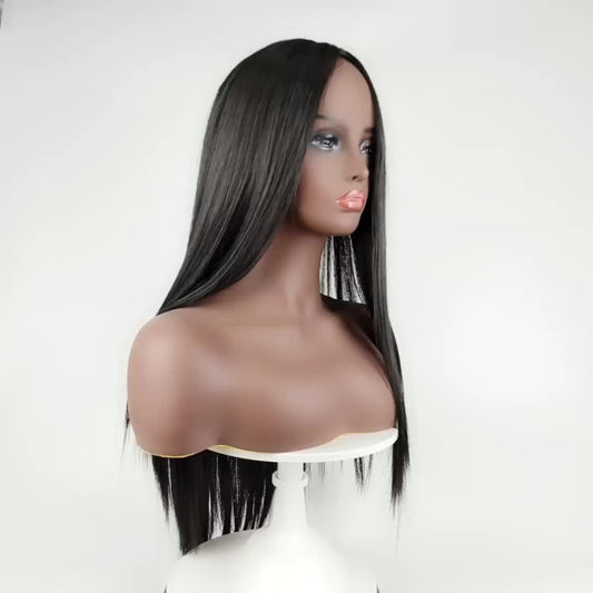 75cm...Wow Long Straight Hair Wig Middle Part Synthetic Wig