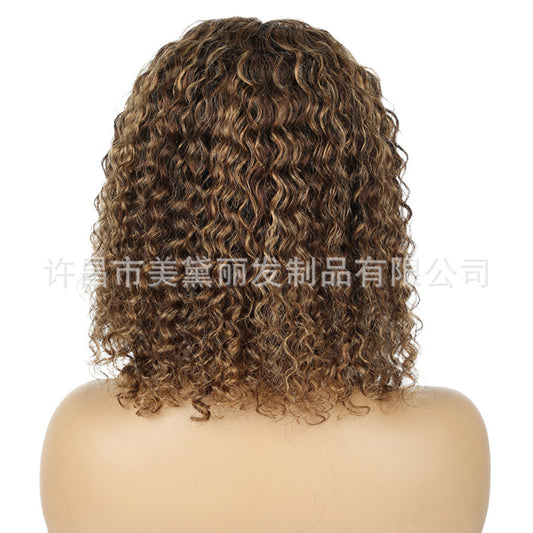 Piano Color Curved Wave Lace Wig with front Lace - Color -P4/27 - Human Hair