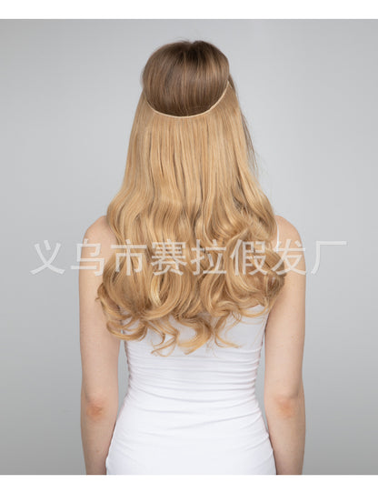 One-piece hair volume U-shaped hair extensions.  invisible fish line  natural long and curly