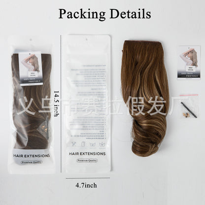 One-piece hair volume U-shaped hair extensions.  invisible fish line  natural long and curly
