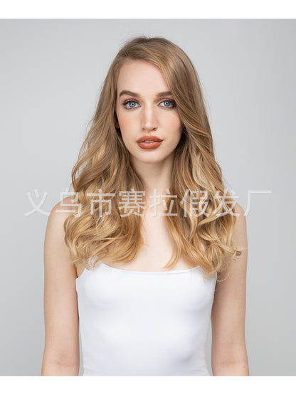 One-piece hair volume U-shaped hair extensions.  invisible fish line  natural long and curly
